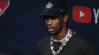 Oct 29, 2017; Houston, TX, USA; American rapper Travis Scott before game five of the 2017 World Series between the Los Angeles